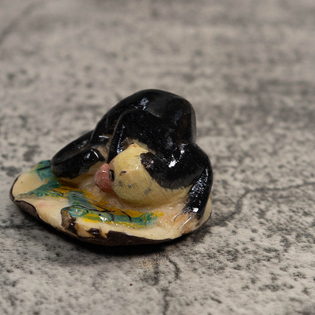 Vintage Black Monkey Tagua Carving