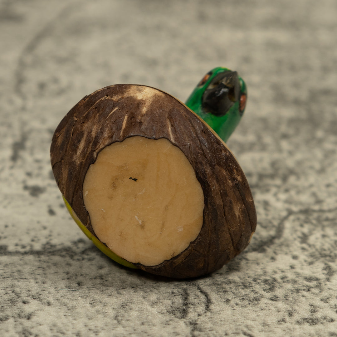 Vintage Green Parrot Bird Tagua Carving