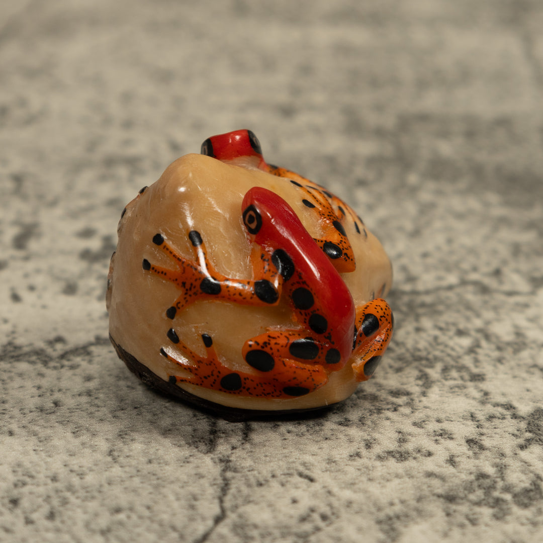 Red And Gold Two Frog Tagua Carving