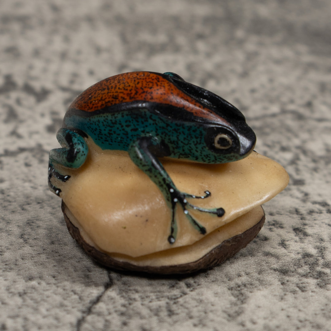 Vintage Blue And Red Poison Dart Frog Tagua Carving