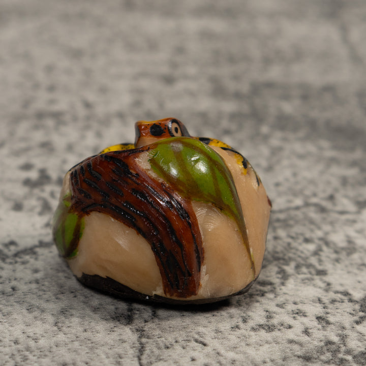 Yellow Green And Black Jungle Frog Tagua Carving