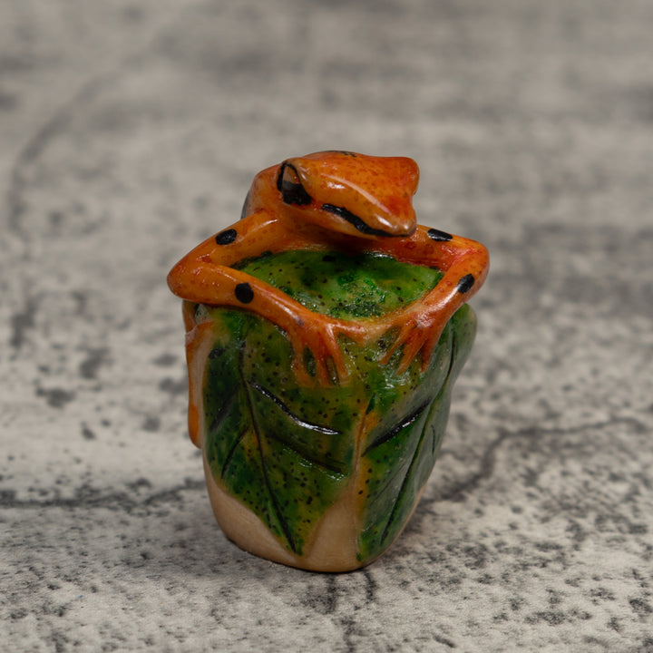 Gold And Black Poison Dart Frog Tagua Carving