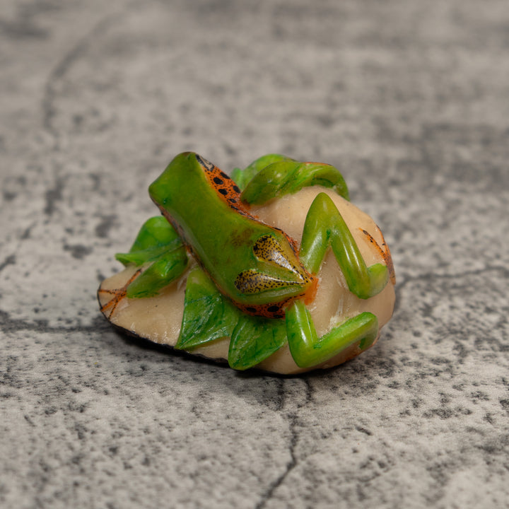 Green And Gold Poison Dart Frog Tagua Carving