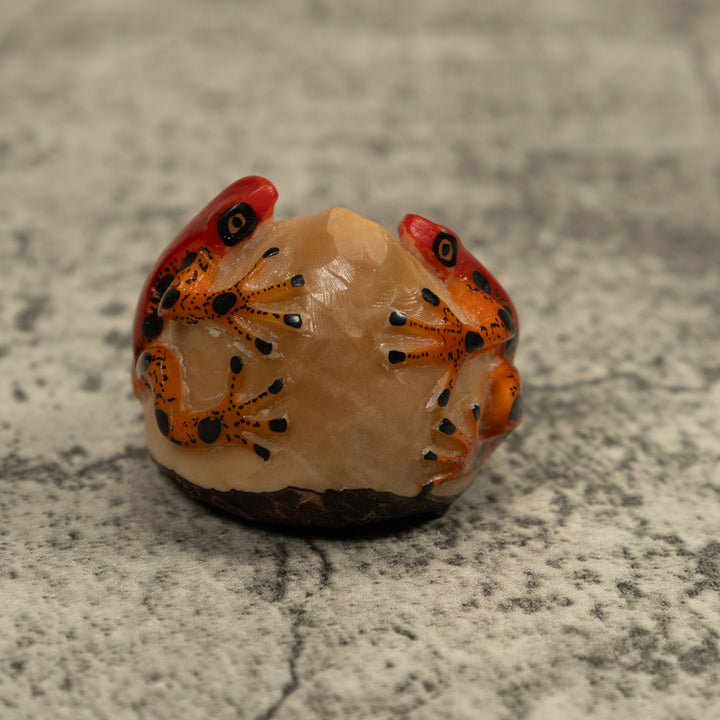 Red And Gold Two Frog Tagua Carving