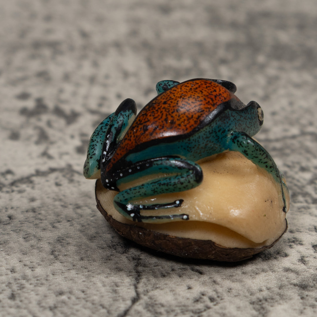 Vintage Blue And Red Poison Dart Frog Tagua Carving