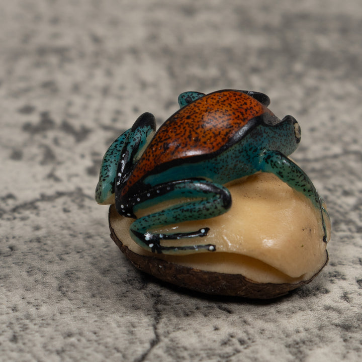 Vintage Blue And Red Poison Dart Frog Tagua Carving