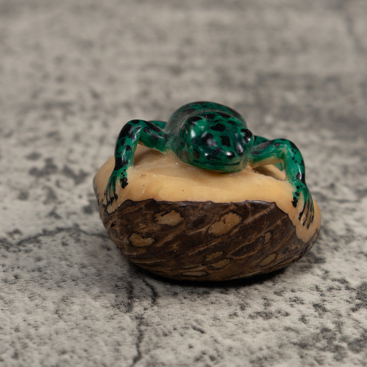 Vintage Green And Black Poison Dart Frog Tagua Carving