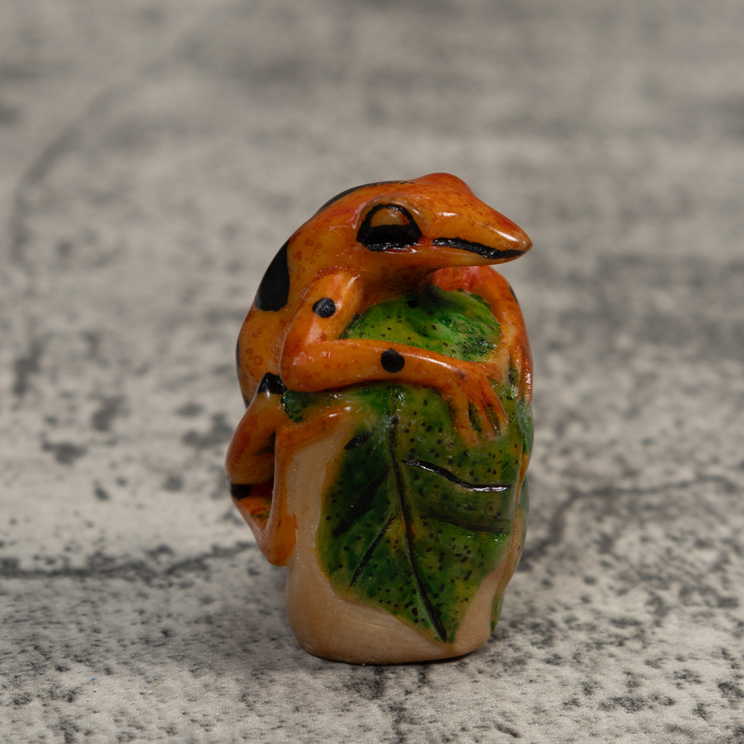 Gold And Black Poison Dart Frog Tagua Carving