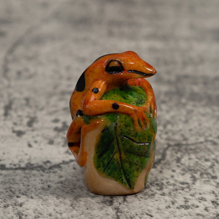 Gold And Black Poison Dart Frog Tagua Carving