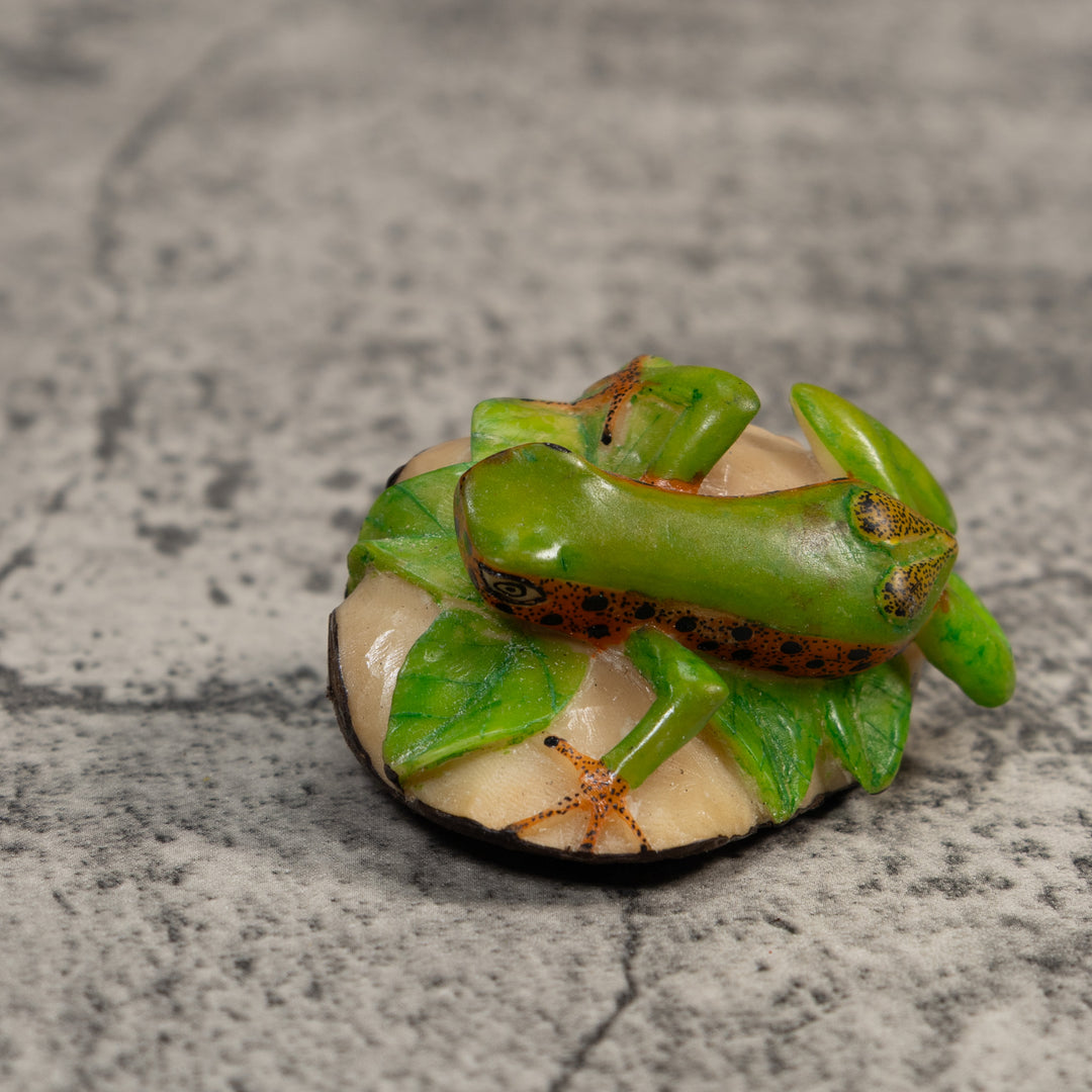 Green And Gold Poison Dart Frog Tagua Carving