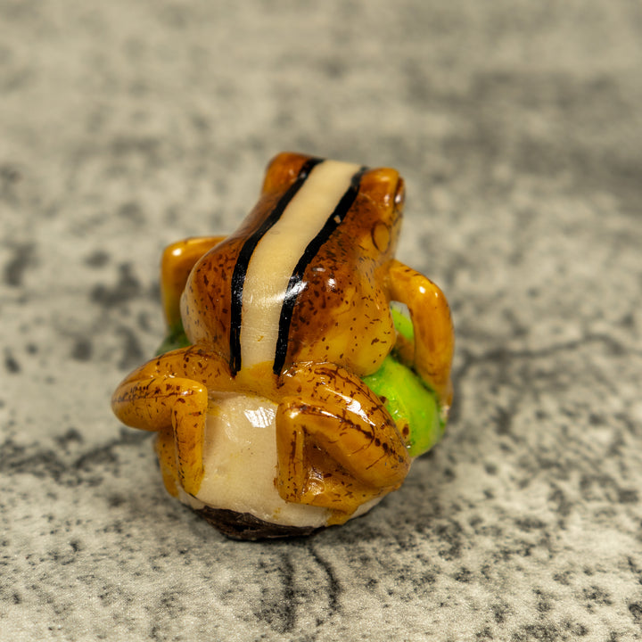 Brown Beige And Black Rainforest Frog Tagua Carving