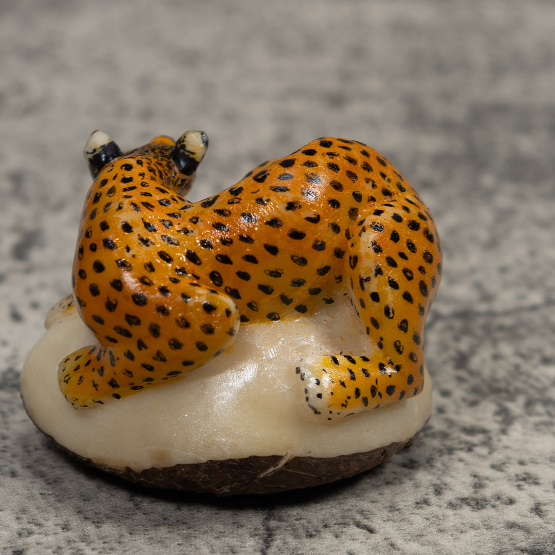 Cheetah Cat Tagua Carving