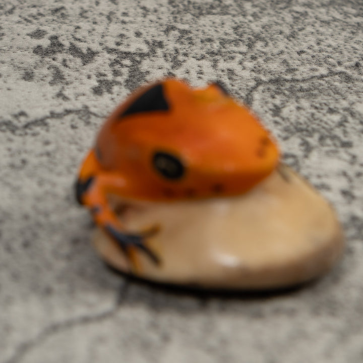 Vintage Black And Gold Frog Tagua Carving