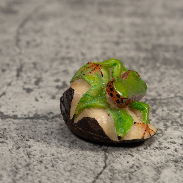 Green And Gold Poison Dart Frog Tagua Carving