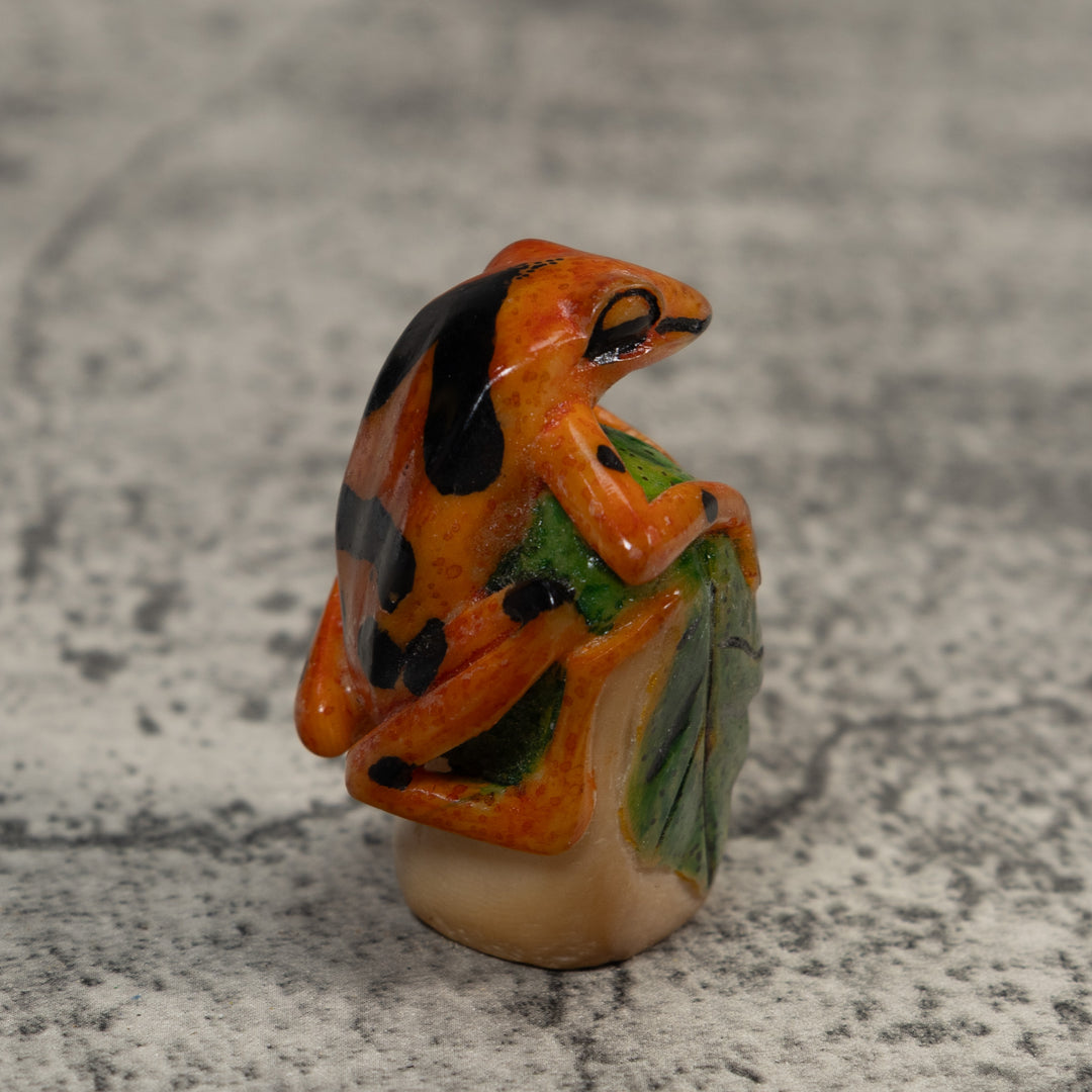 Gold And Black Poison Dart Frog Tagua Carving