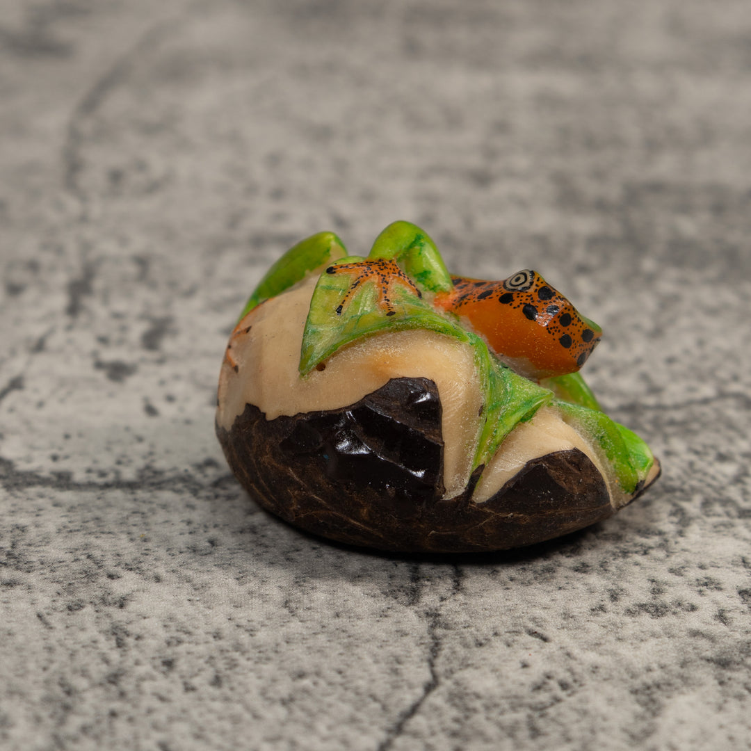 Green And Gold Poison Dart Frog Tagua Carving
