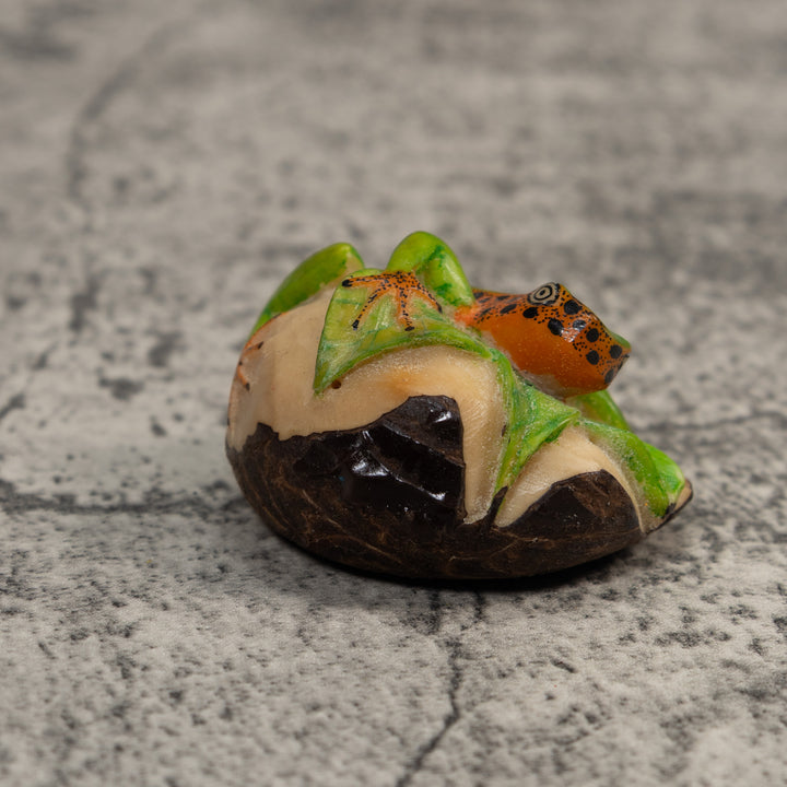 Green And Gold Poison Dart Frog Tagua Carving