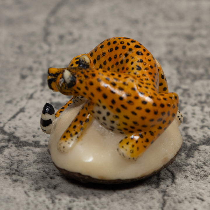 Cheetah Cat Tagua Carving
