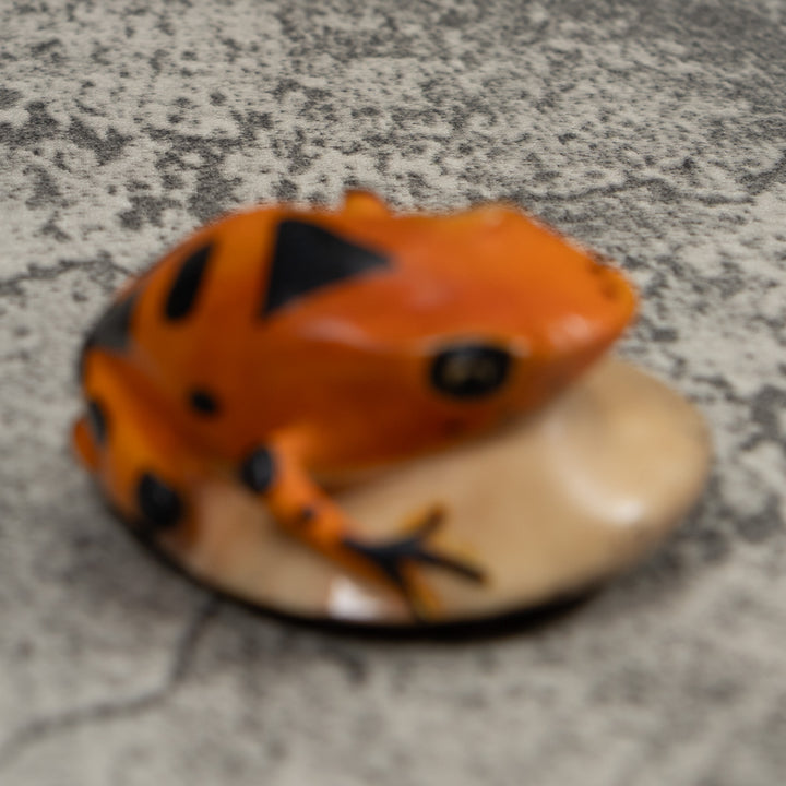 Vintage Black And Gold Frog Tagua Carving