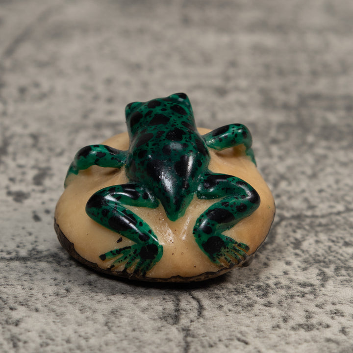 Vintage Green And Black Poison Dart Frog Tagua Carving