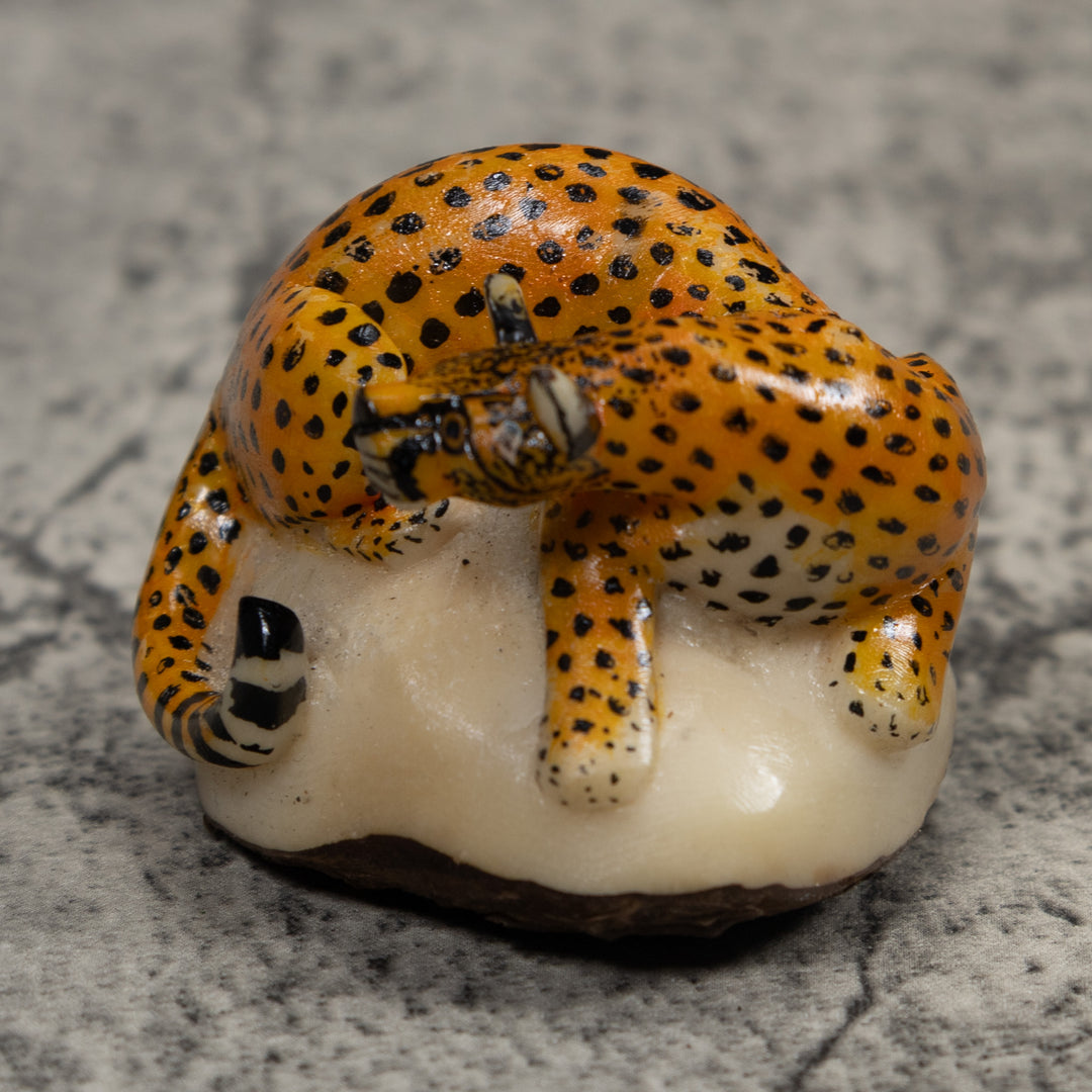 Cheetah Cat Tagua Carving