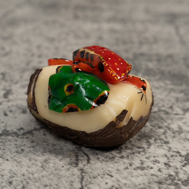 Red Black And Green Poison Dart Frog Tagua Carving