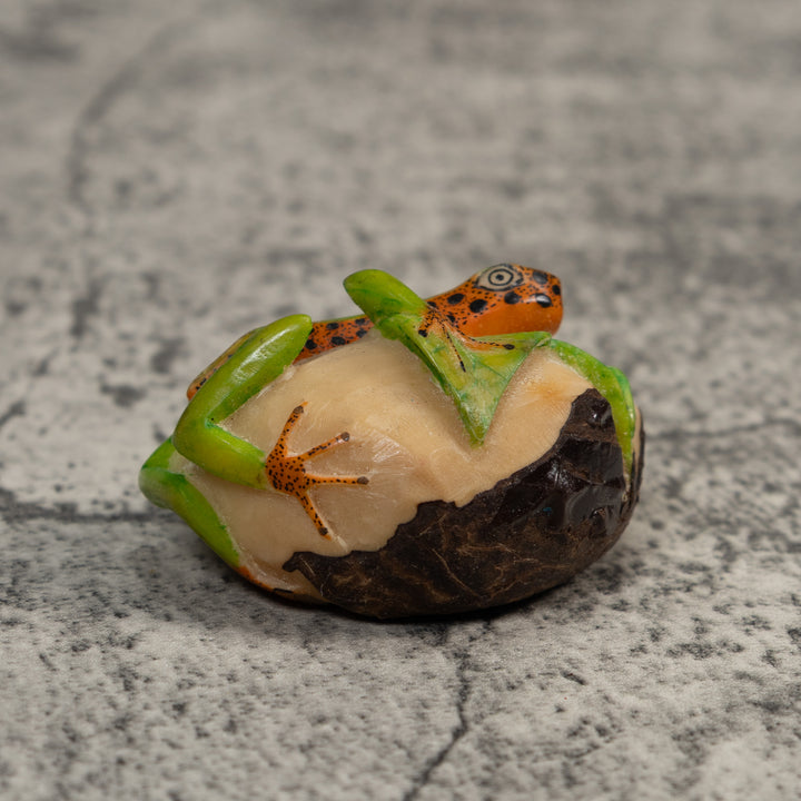 Green And Gold Poison Dart Frog Tagua Carving