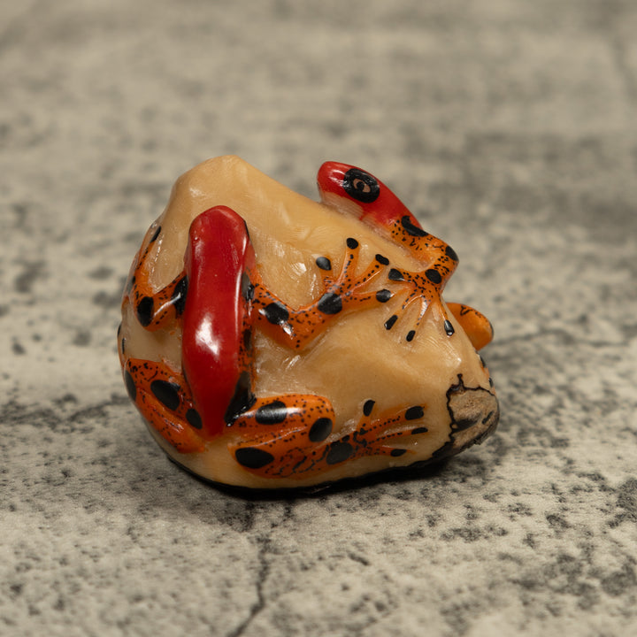 Red And Gold Two Frog Tagua Carving