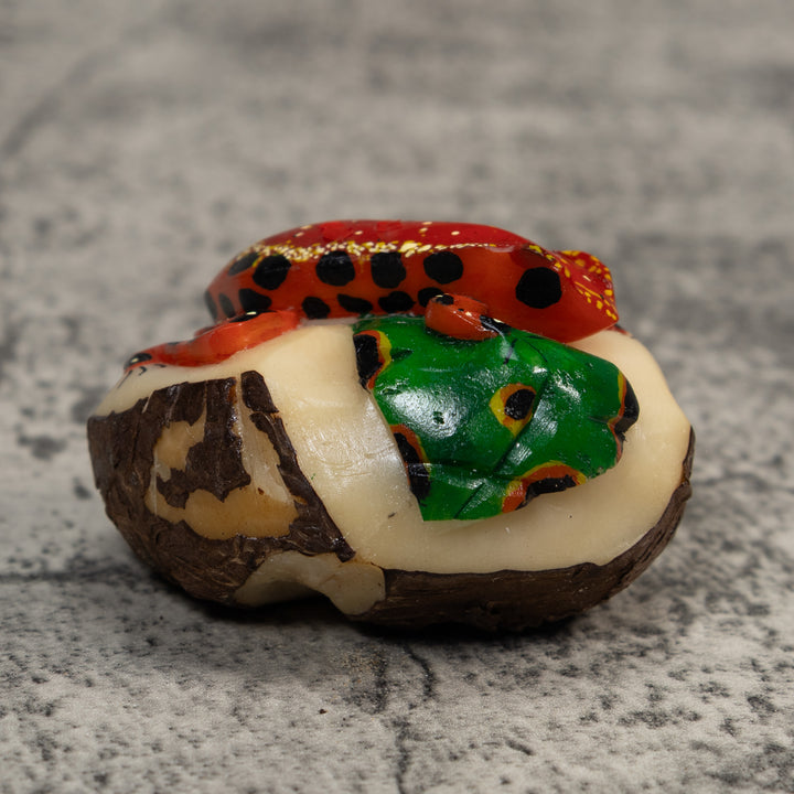 Red Black And Green Poison Dart Frog Tagua Carving