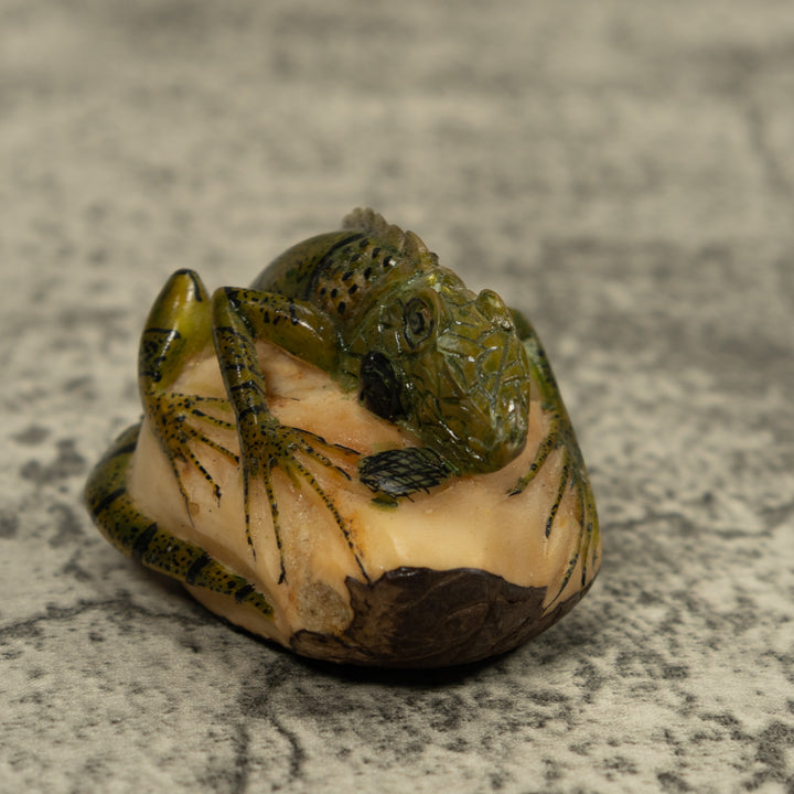 Vintage Iguana Lizard Reptile Tagua Carving