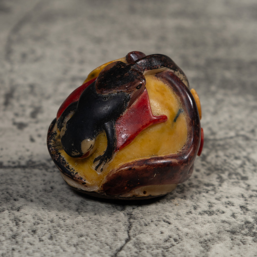 Vintage Black And Tan Gecko Lizard Tagua Carving