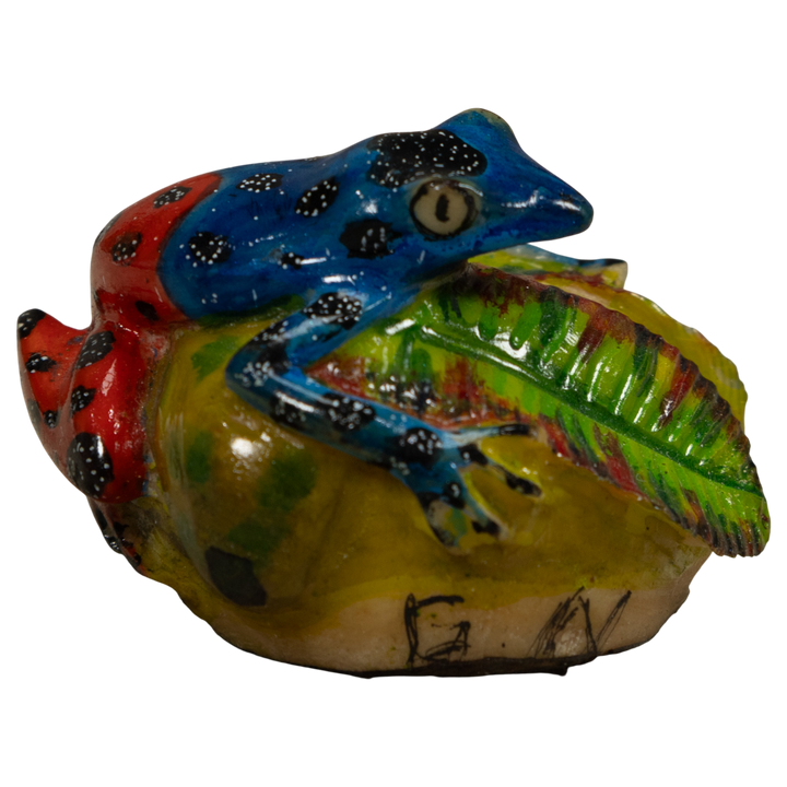 Blue And Red Poison Dart Frog Tagua Carving