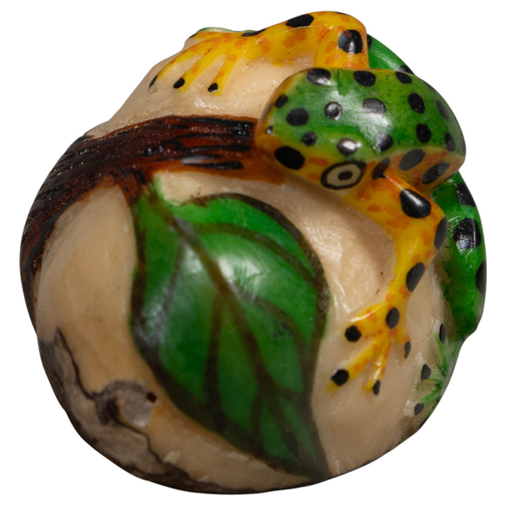 Green And Yellow Poison Dart Frog Tagua Carving