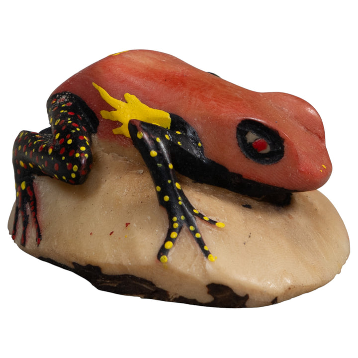 Vintage Black Yellow And Orange Poison Dart Frog Tagua Carving
