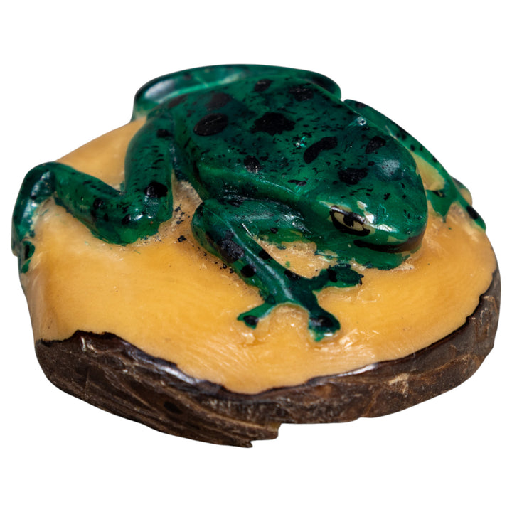 Neon Green Vintage Frog Tagua Carving