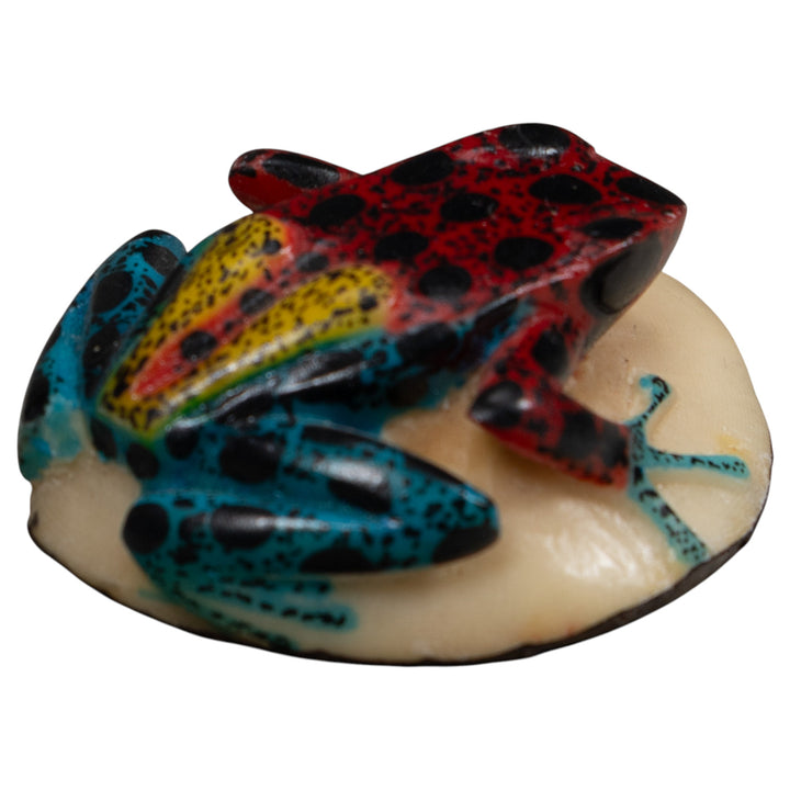 Vintage Blue Yellow And Red Poison Dart Frog Tagua Carving