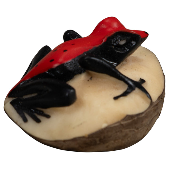 Vintage Black And Red Poison Dart Frog Tagua Carving