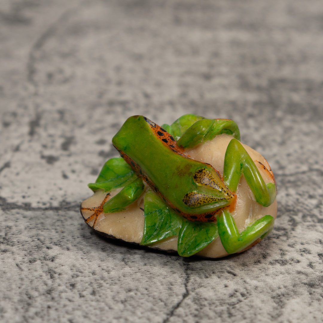 Green And Gold Poison Dart Frog Tagua Carving