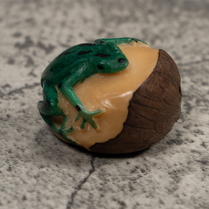 Vintage Black And Green Frog Tagua Carving