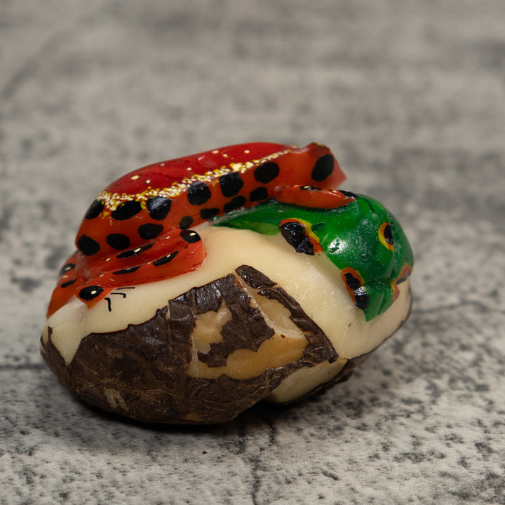 Red Black And Green Poison Dart Frog Tagua Carving