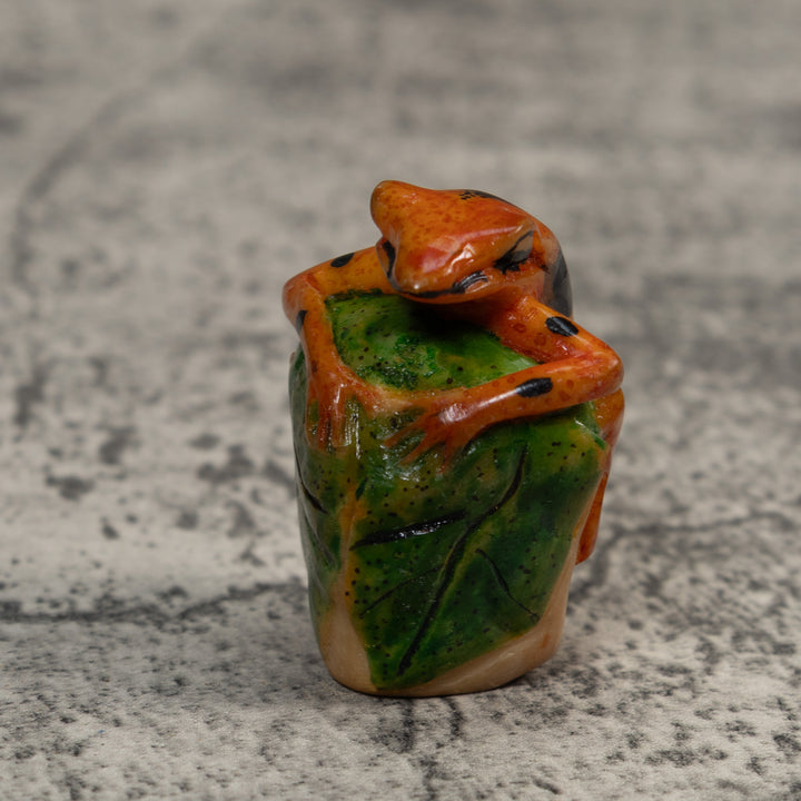 Gold And Black Poison Dart Frog Tagua Carving