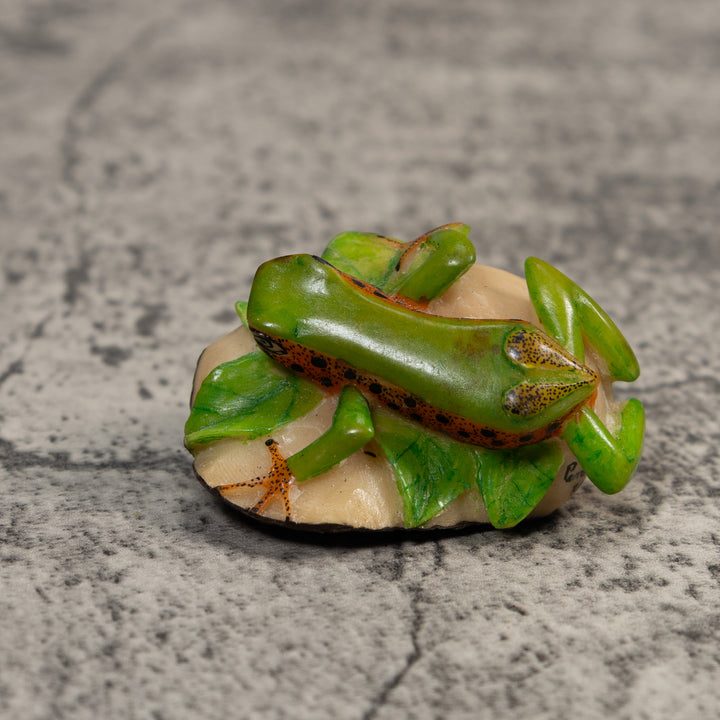 Green And Gold Poison Dart Frog Tagua Carving