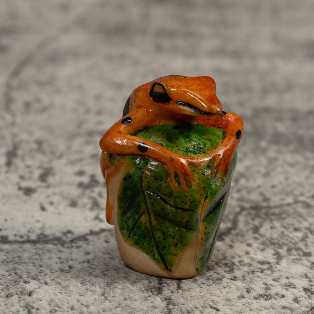 Gold And Black Poison Dart Frog Tagua Carving