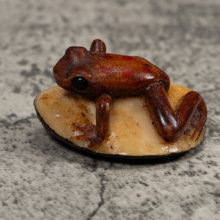 Vintage Brown Frog Tagua Carving