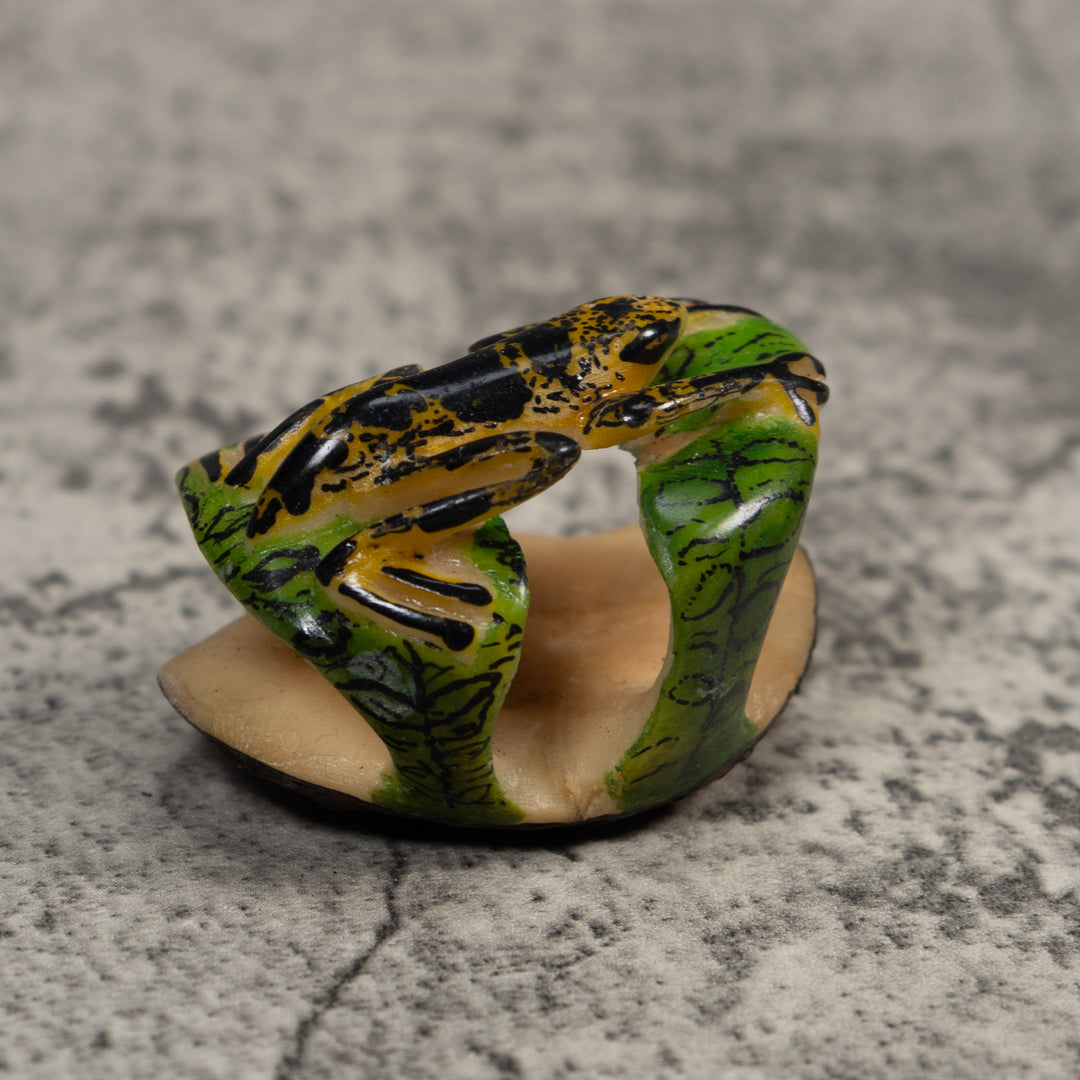 Black And Yellow Undercur Poison Dart Frog Tagua Carving