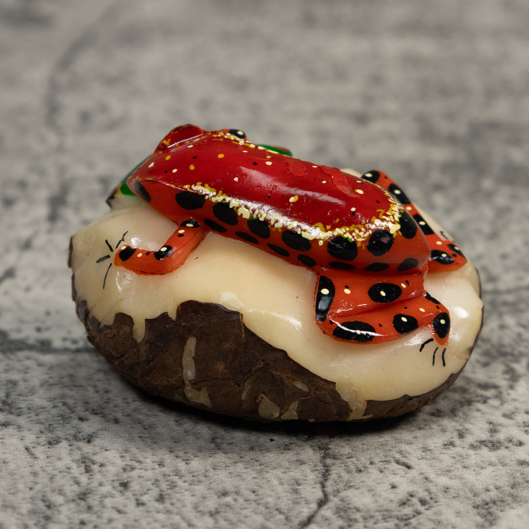 Red Black And Green Poison Dart Frog Tagua Carving