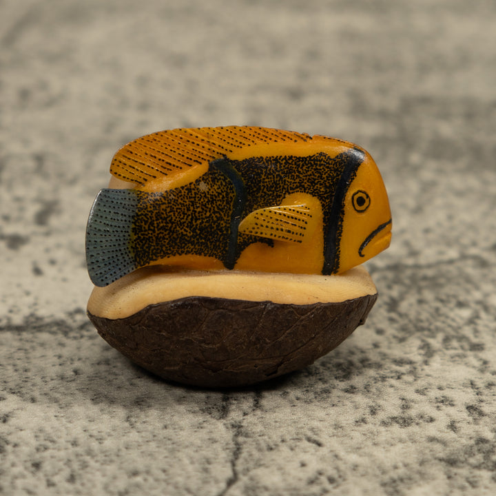 Vintage Tropical Fish Tagua Carving