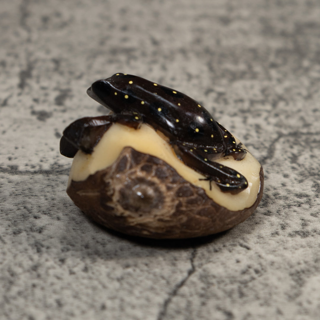 Vintage Yellow And Black Poison Dart Frog Tagua Carving