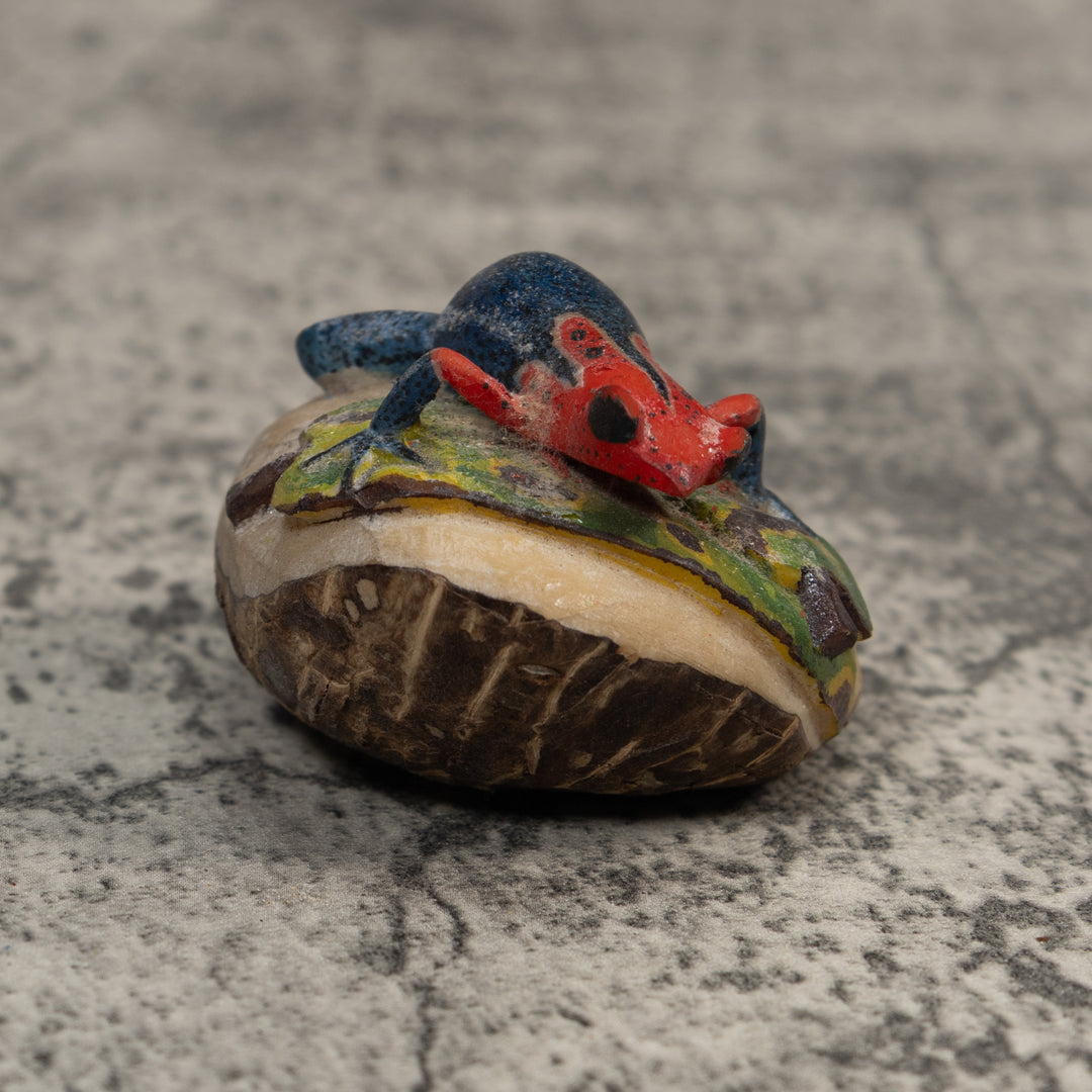 Red And Blue Poison Dart Frog Tagua Carving