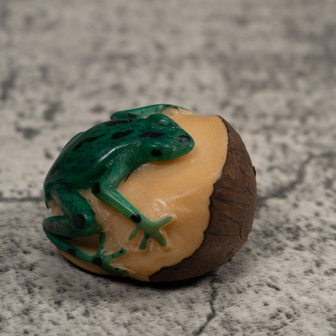 Vintage Black And Green Frog Tagua Carving